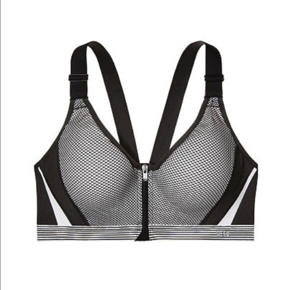 VSX black and white mesh sports bra
